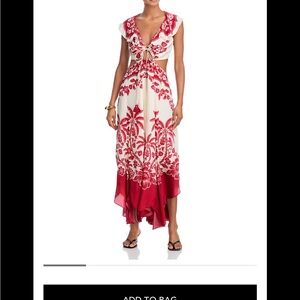 FARM Rio Guanacaste Red and White Cutout Midi Dress